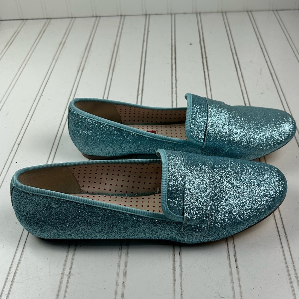 But Another Innocent Tale Aqua Blue Glitter Slip-On Loafers Womenโs Size 9 - Picture 2 of 10